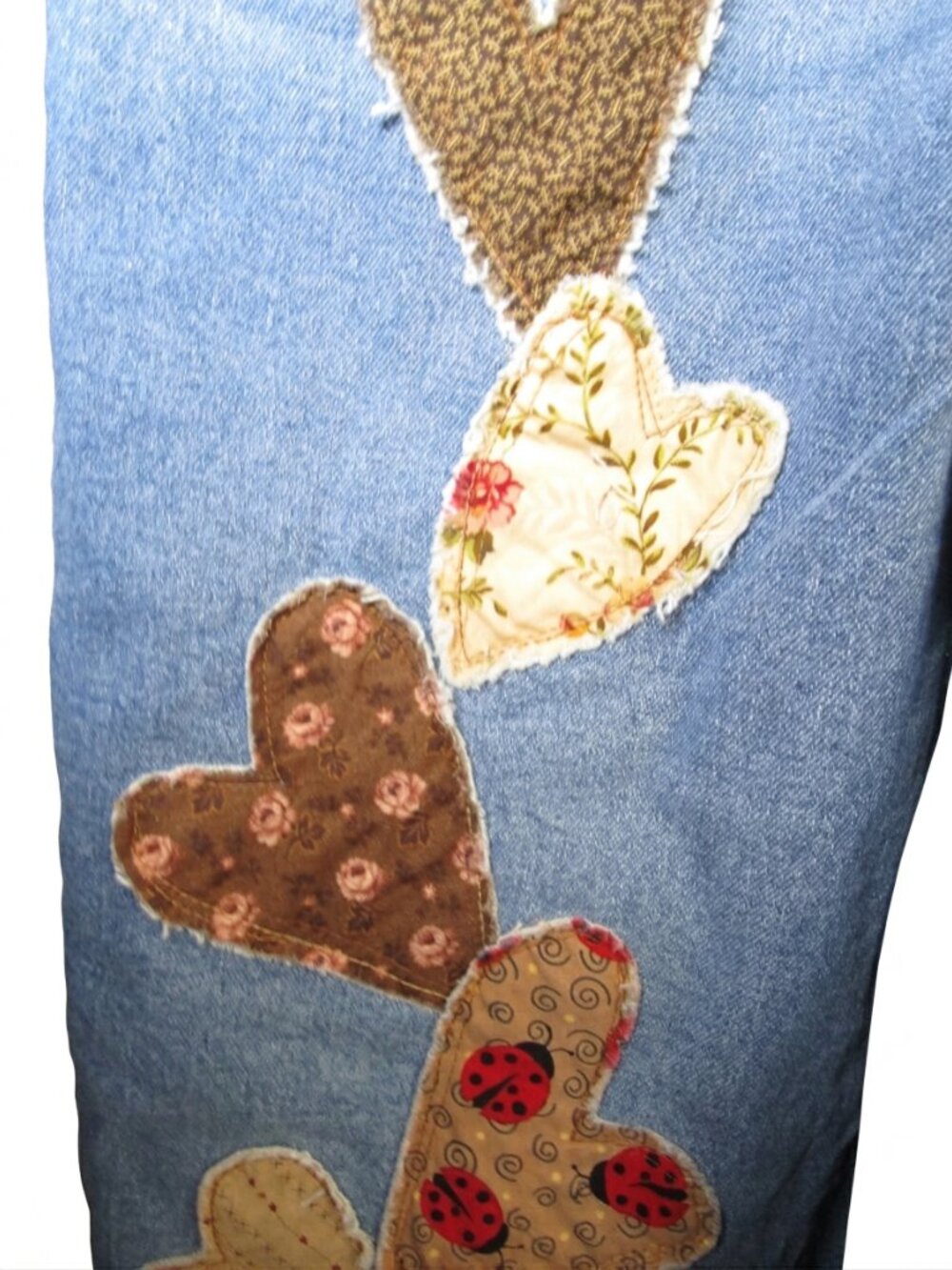 OOAK Patchwork Cat Overalls Dopamine Dressing Upcycled Denim Boho Medium - Picture 5 of 8